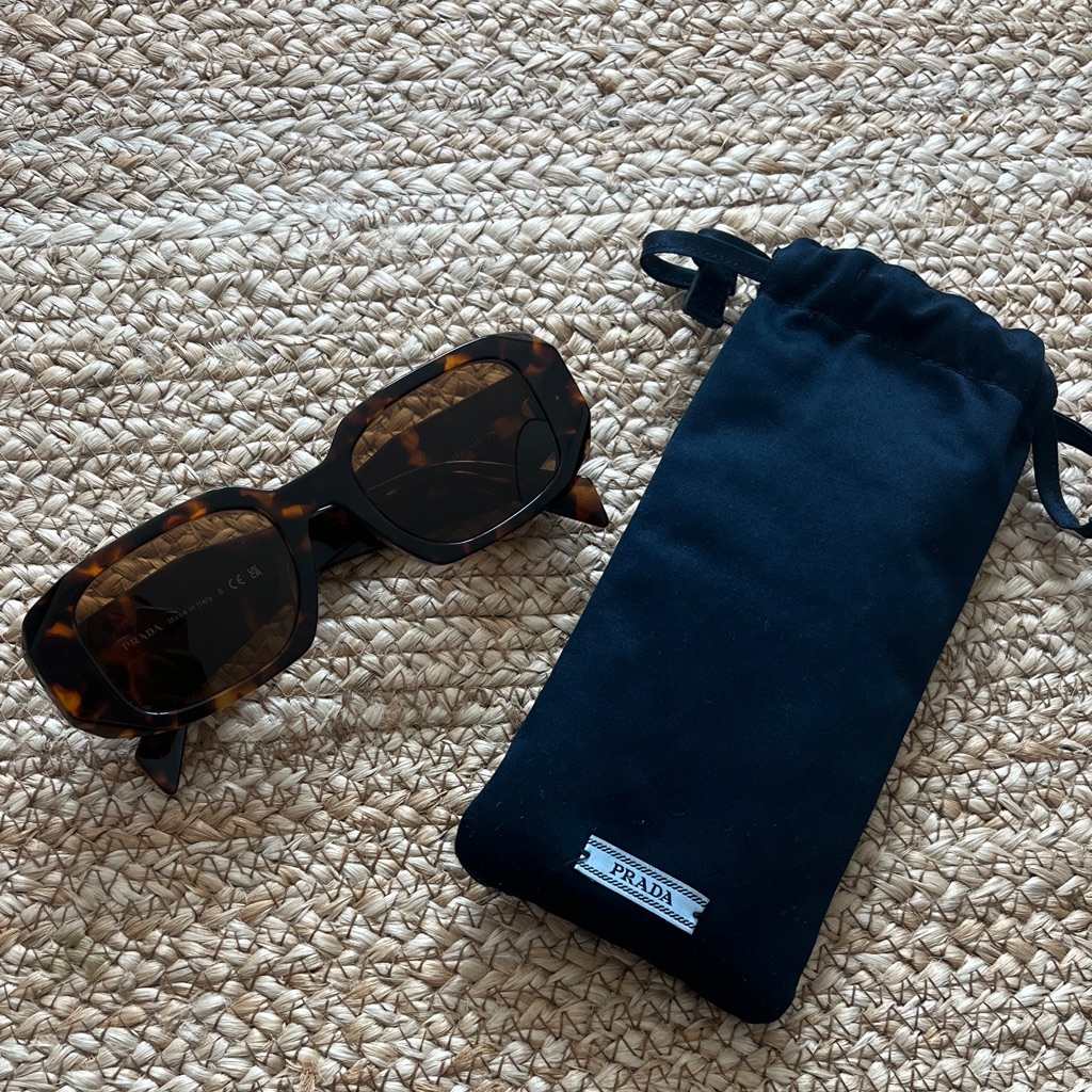 Prada Brown Tortoise Sunglasses With Black Pouch